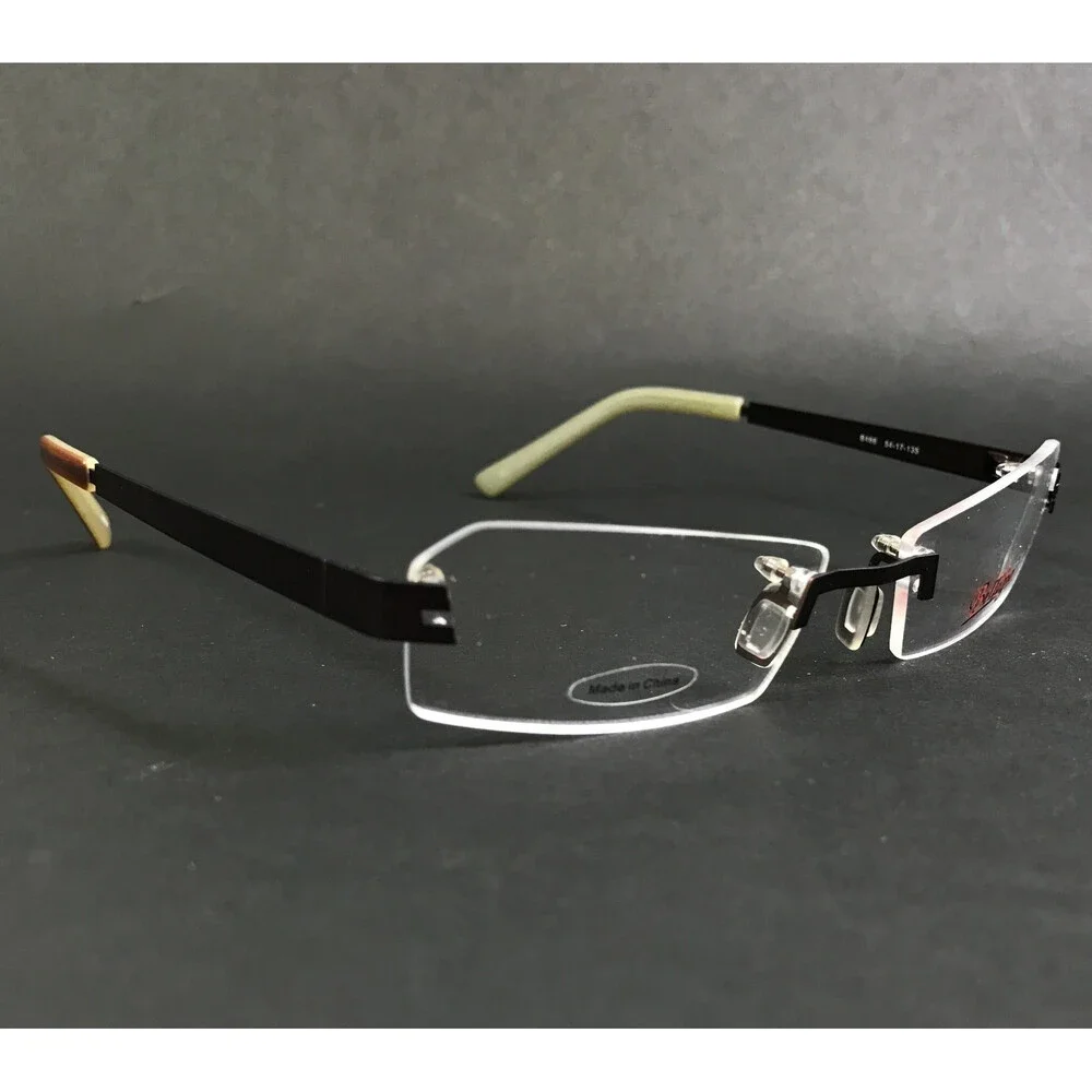 Bellagio Eyeglasses Frames B466 C-02 Brown Rimless Rectangle 54-17-135